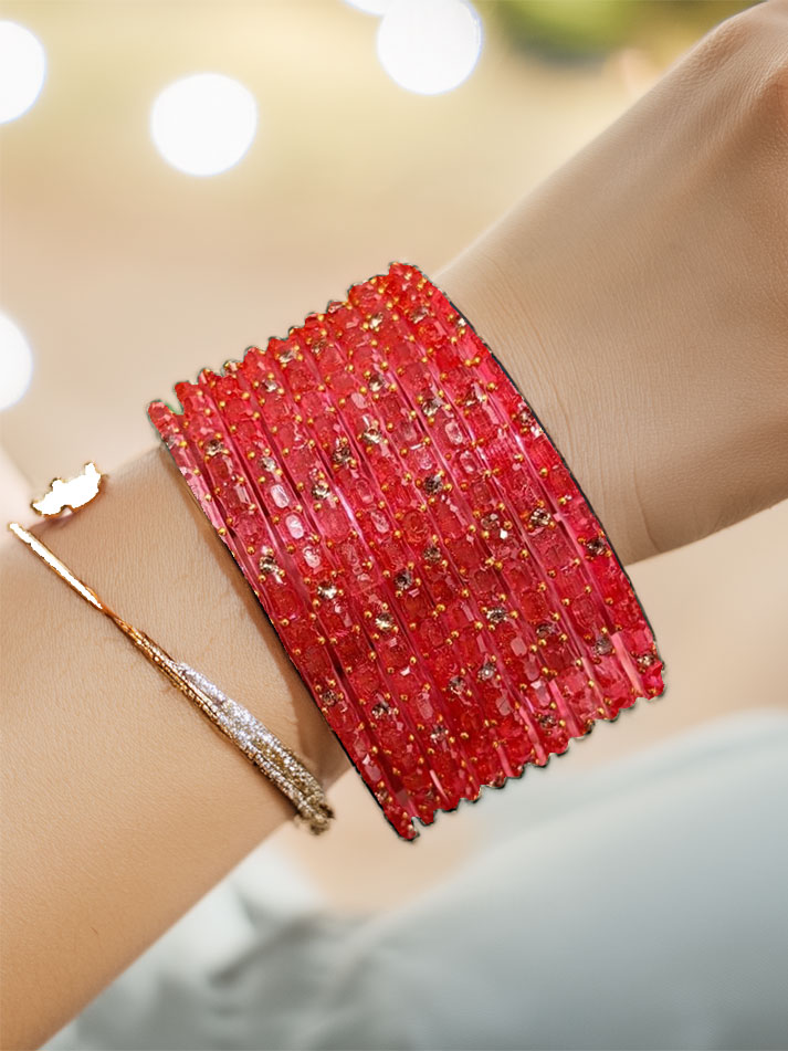 Lady wearing Glass Bangles